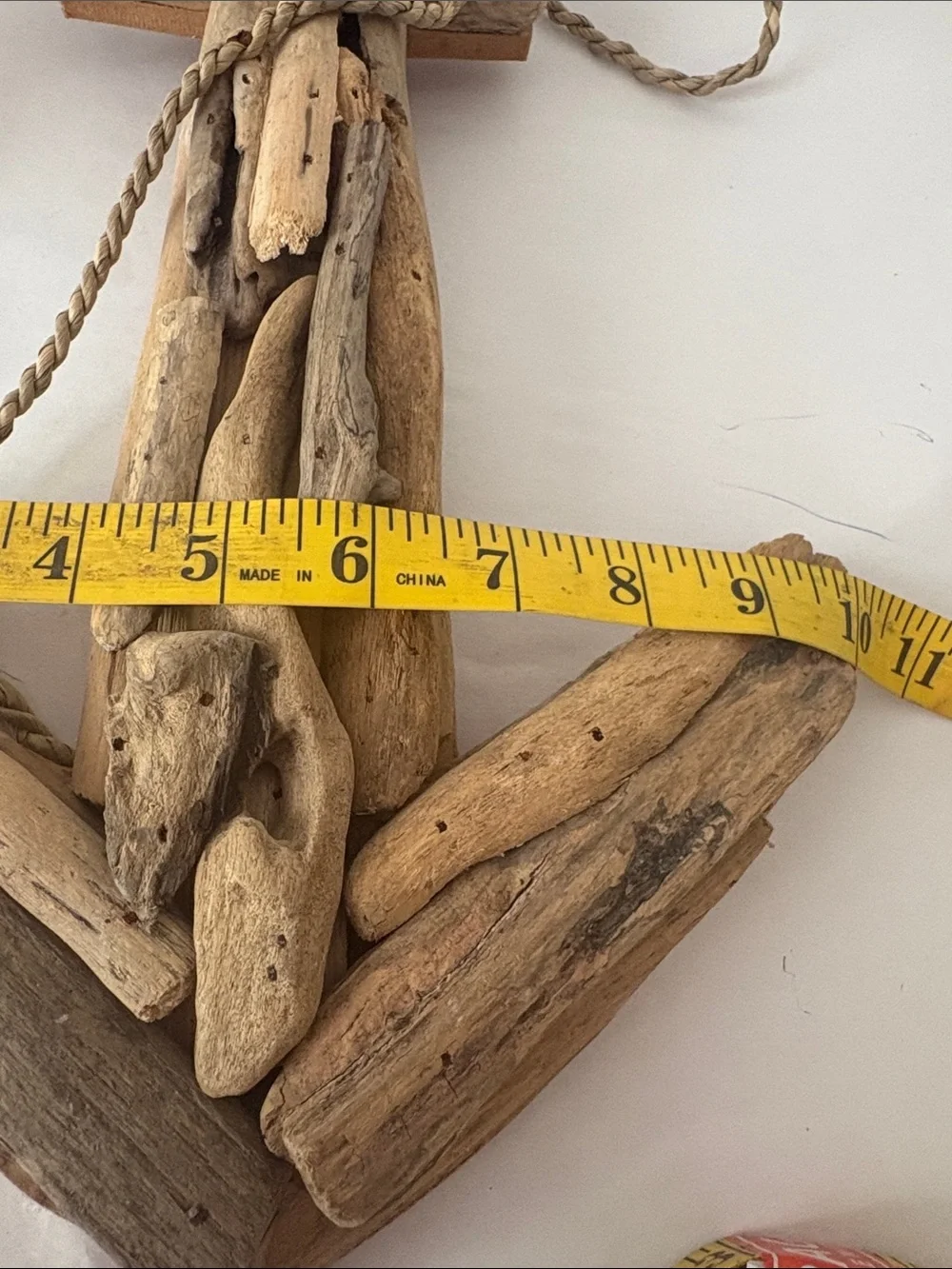 Rustic Driftwood Anchor Wall Decor - Natural Brown preowned